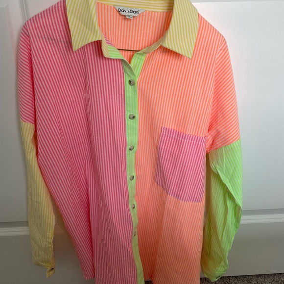 Bright neon button down - NWOT - Picture 2 of 7